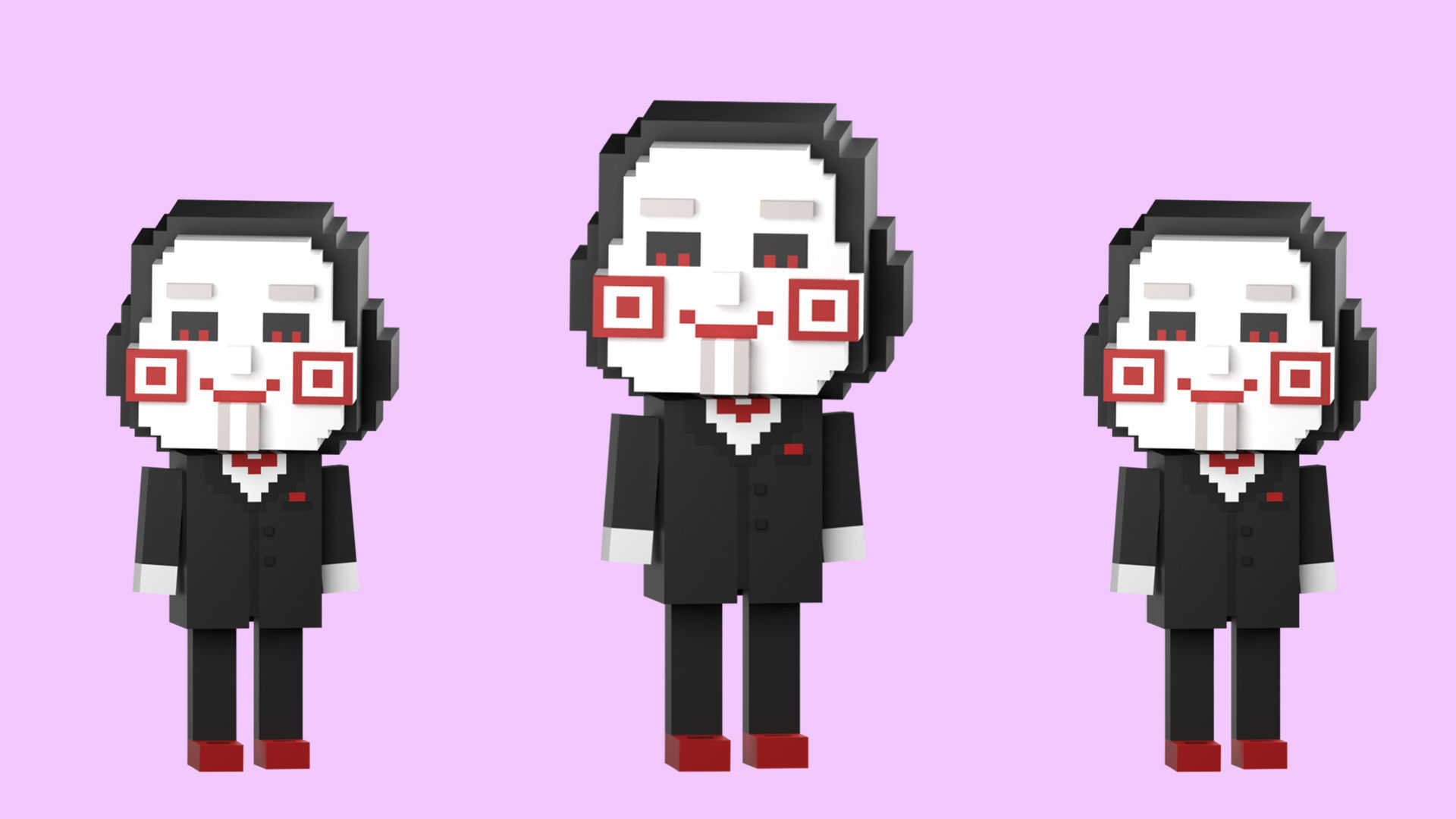 Low poly characters 3 heroes in voxel style  Low-poly 3D model_9