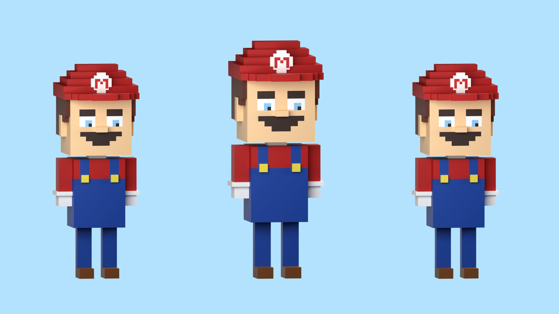 Low poly characters 3 heroes in voxel style  Low-poly 3D model_20