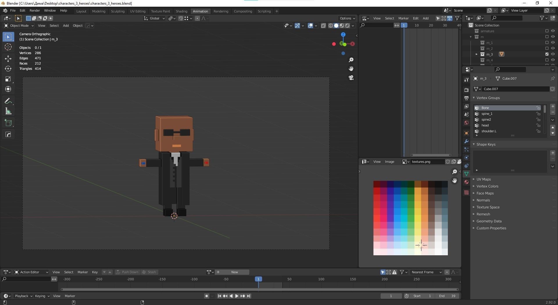 Low poly characters 3 heroes in voxel style  Low-poly 3D model_29