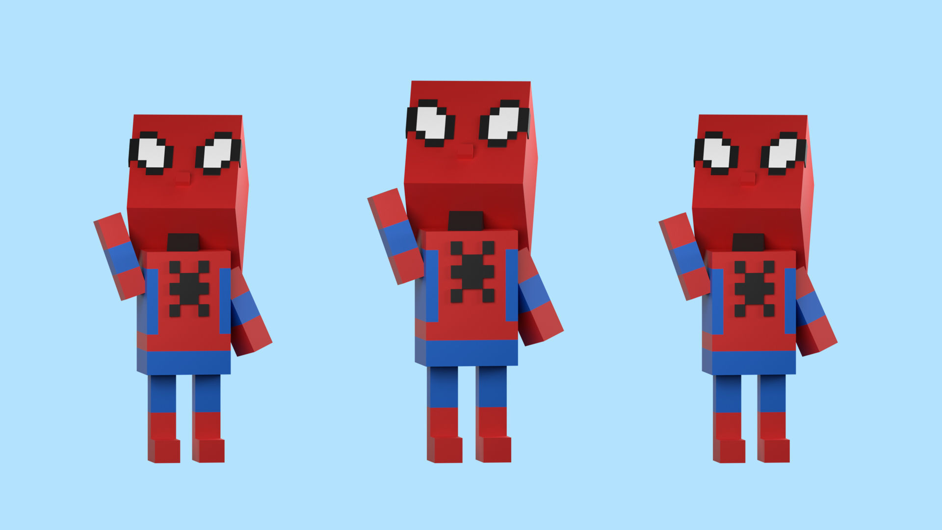 Low poly characters 3 heroes in voxel style  Low-poly 3D model_16