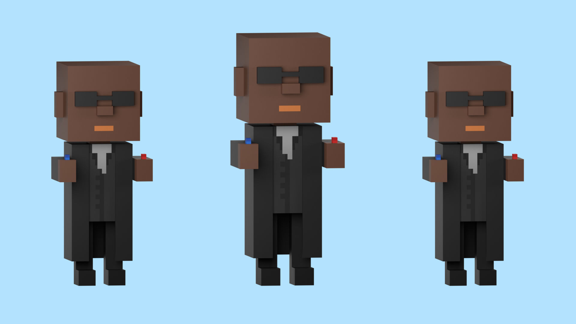 Low poly characters 3 heroes in voxel style  Low-poly 3D model_12