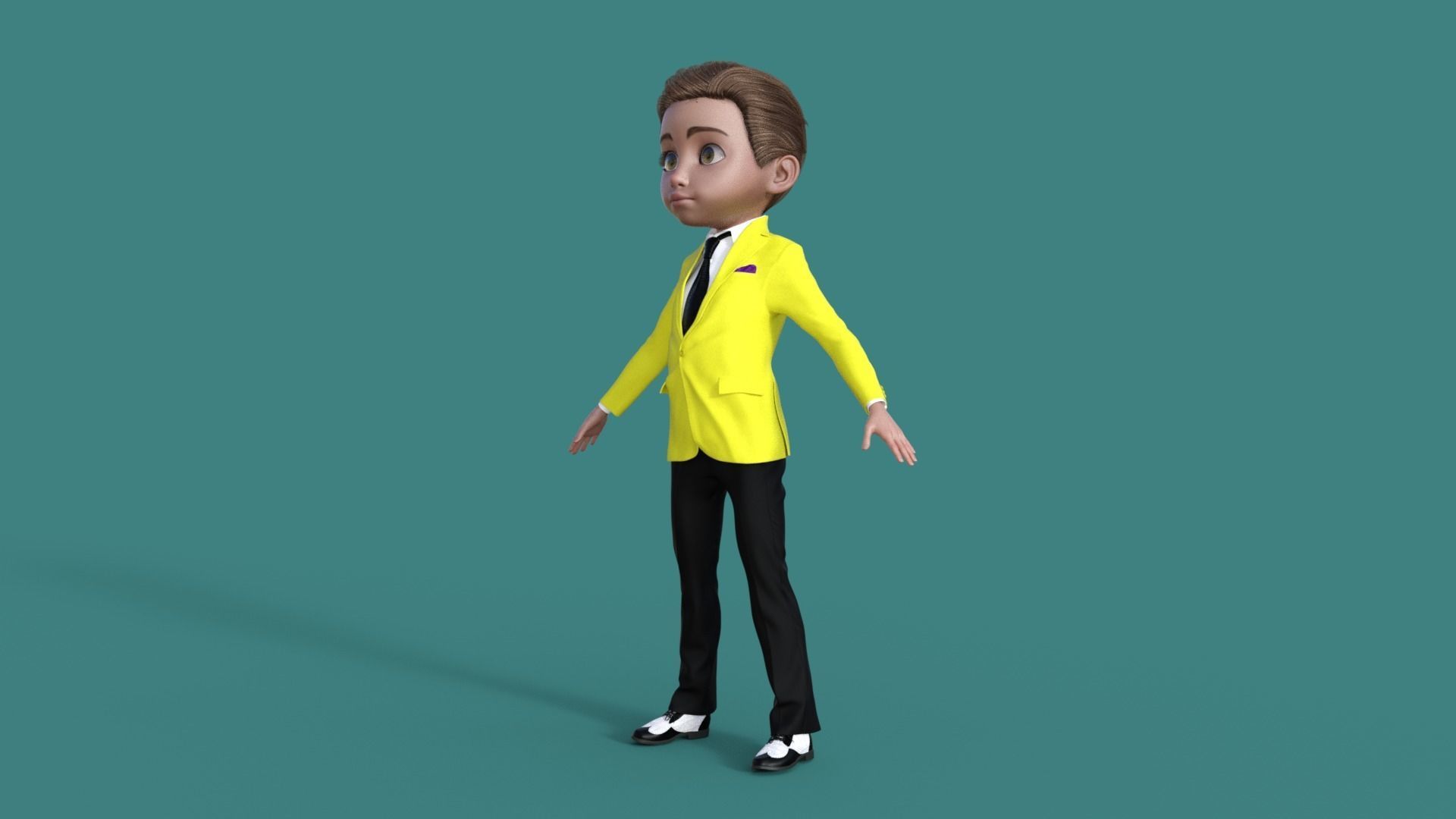 Cartoon Man in Colorful Suit  3D model_9
