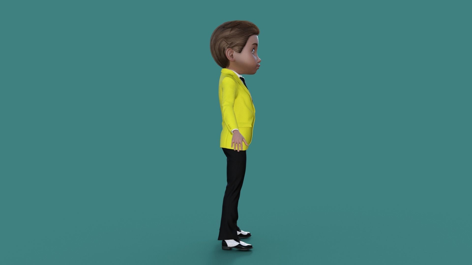 Cartoon Man in Colorful Suit  3D model_14