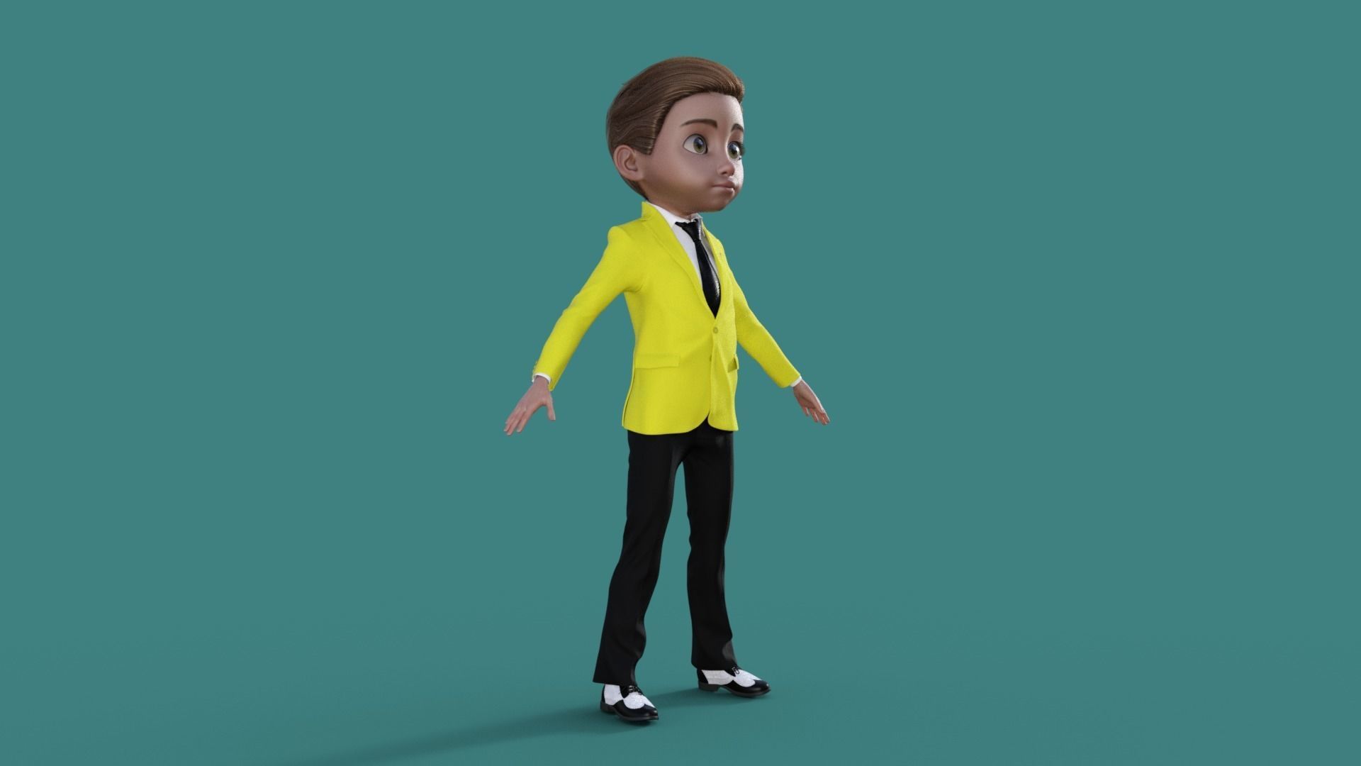 Cartoon Man in Colorful Suit  3D model_15