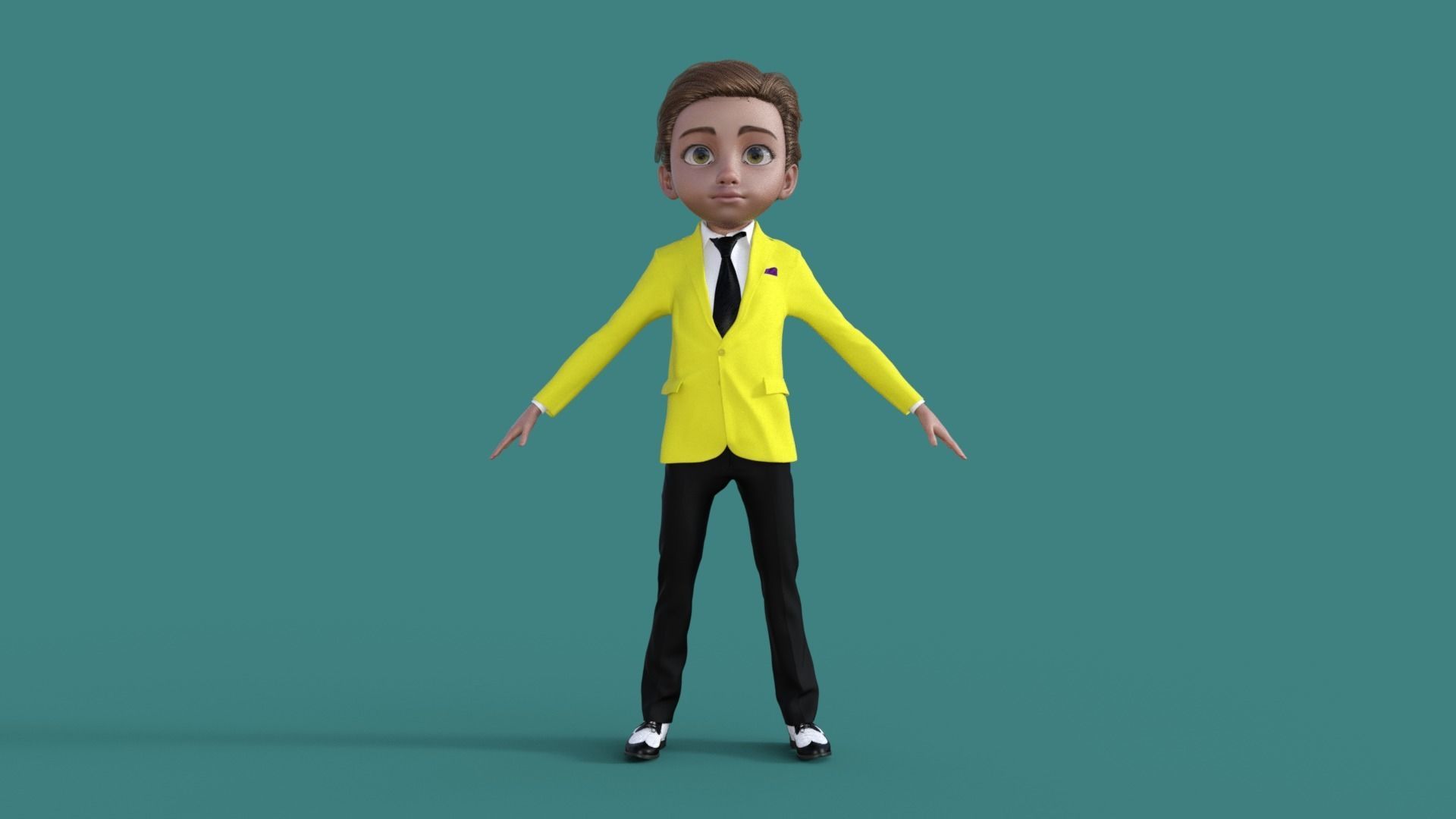 Cartoon Man in Colorful Suit  3D model_16