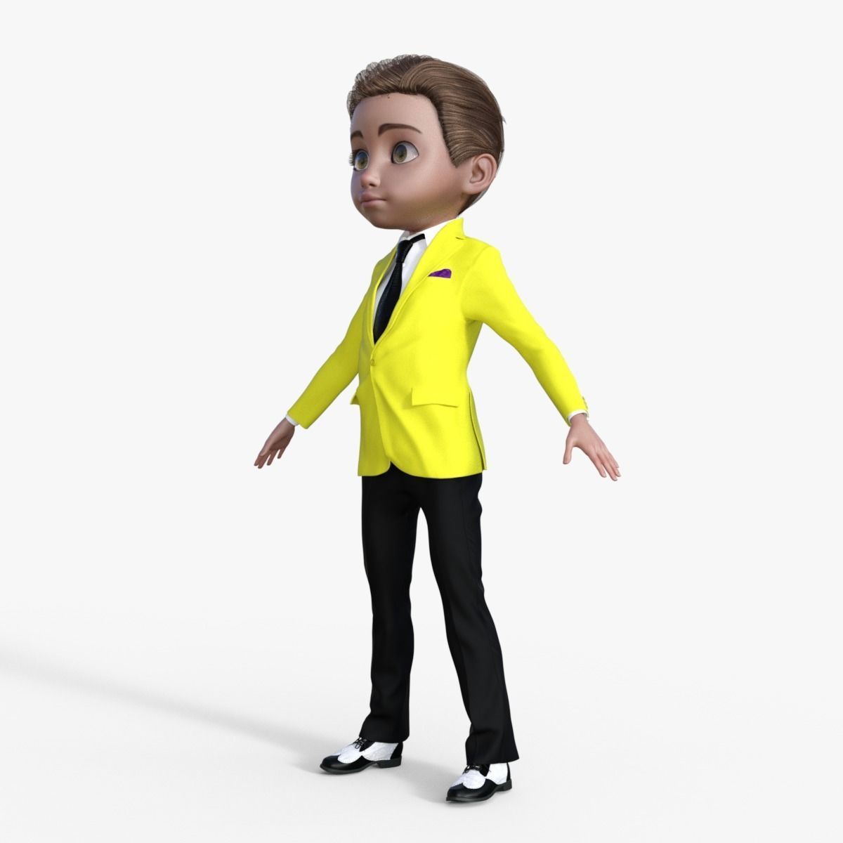 Cartoon Man in Colorful Suit  3D model_1