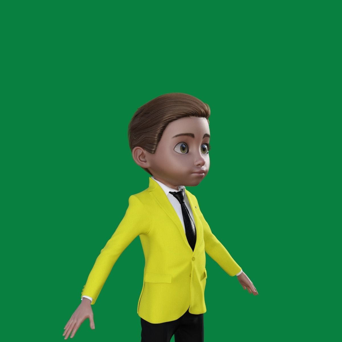 Cartoon Man in Colorful Suit  3D model_27