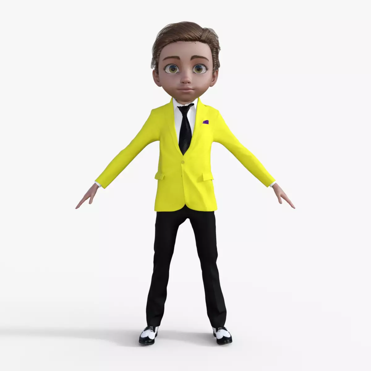 Cartoon Man in Colorful Suit  3D model_0