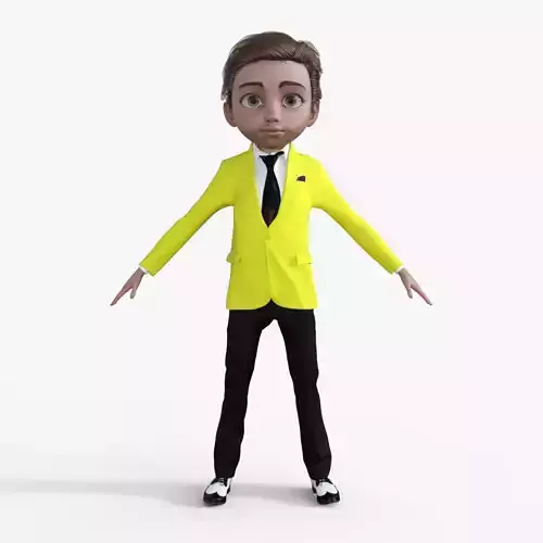 Cartoon Man in Colorful Suit 