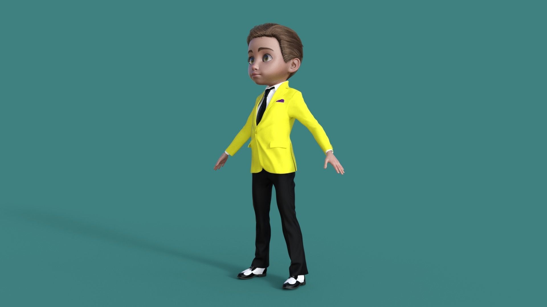 Cartoon Man in Colorful Suit  3D model_17