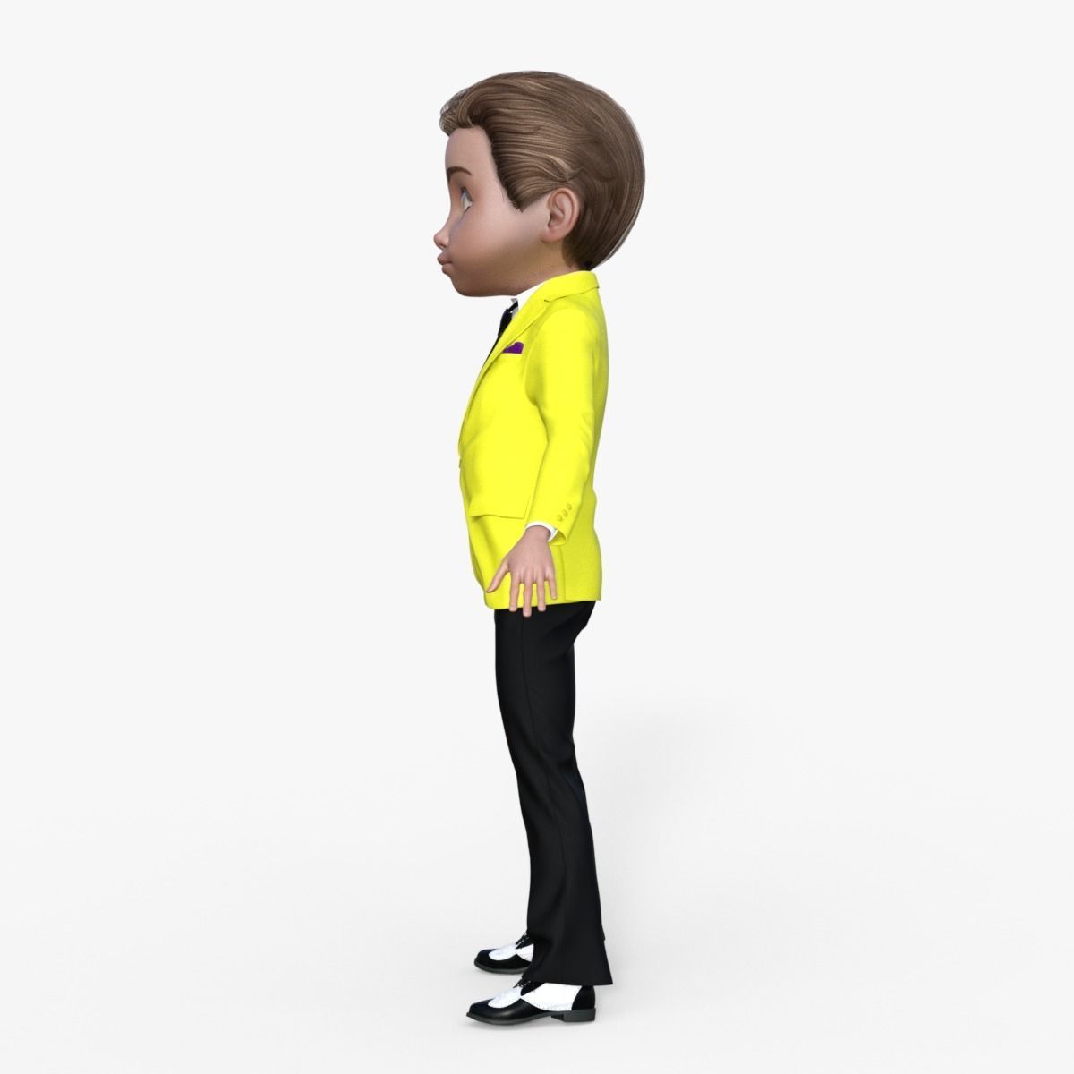 Cartoon Man in Colorful Suit  3D model_2