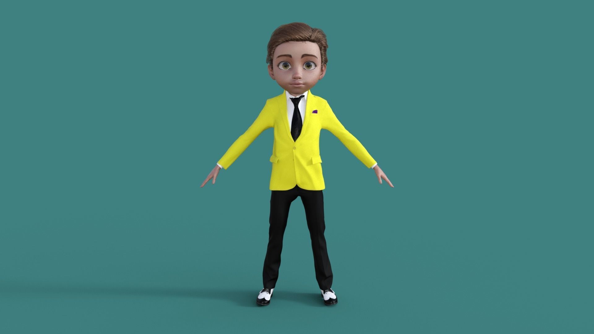 Cartoon Man in Colorful Suit  3D model_8