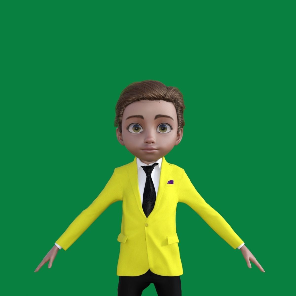 Cartoon Man in Colorful Suit  3D model_20