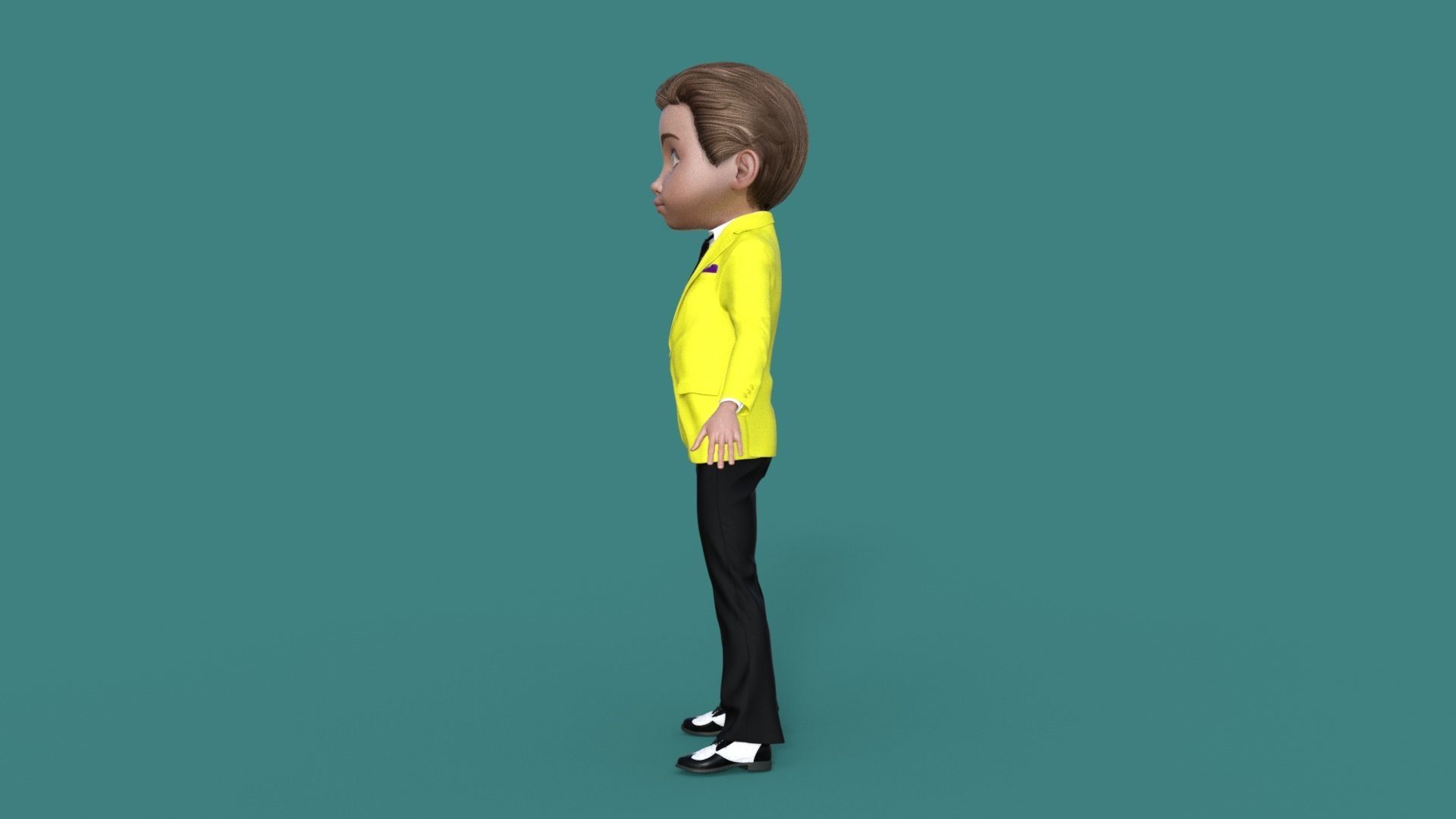Cartoon Man in Colorful Suit  3D model_10