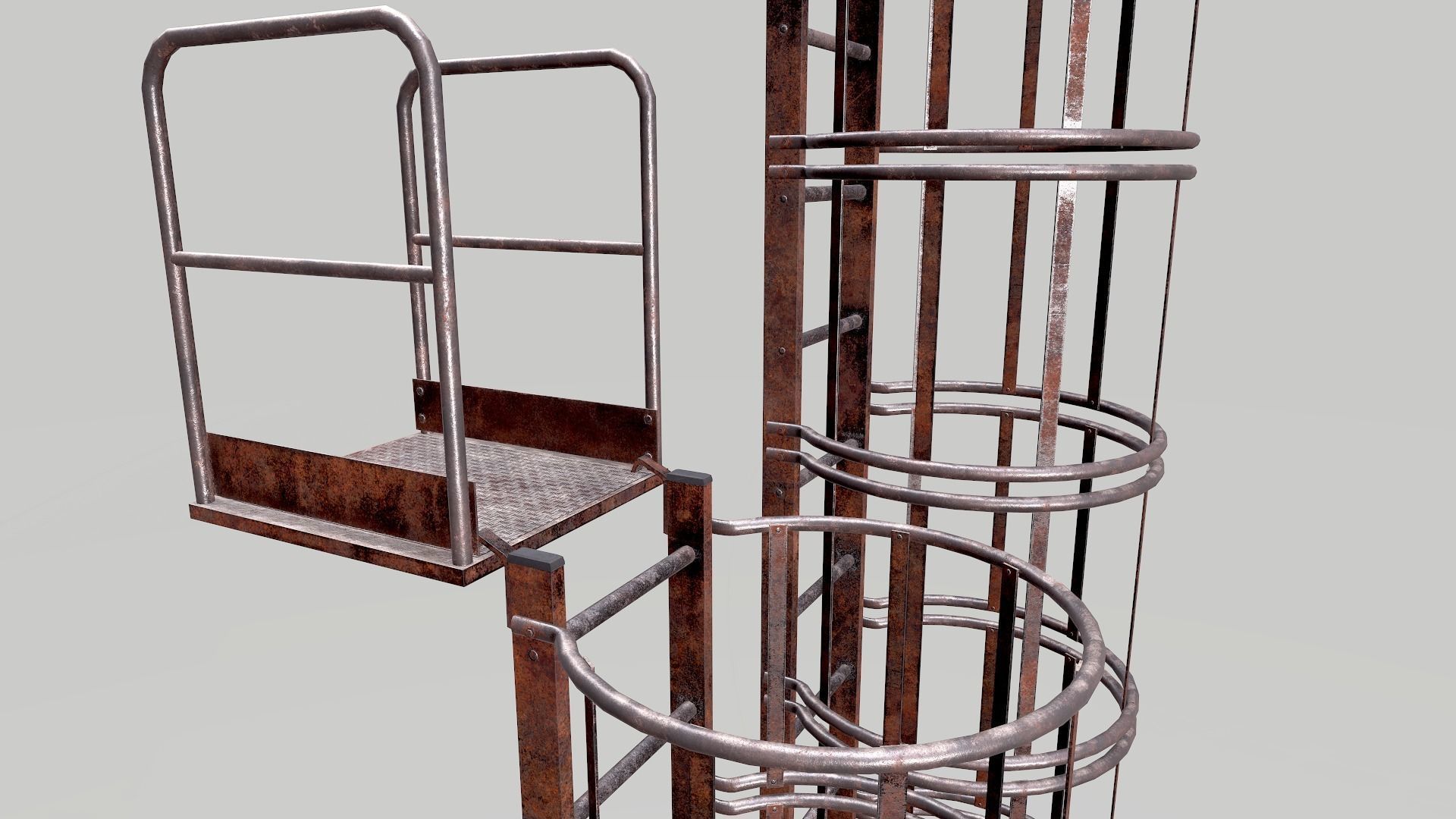 Metal Rusted Modular Ladder System Low-poly 3D model_2