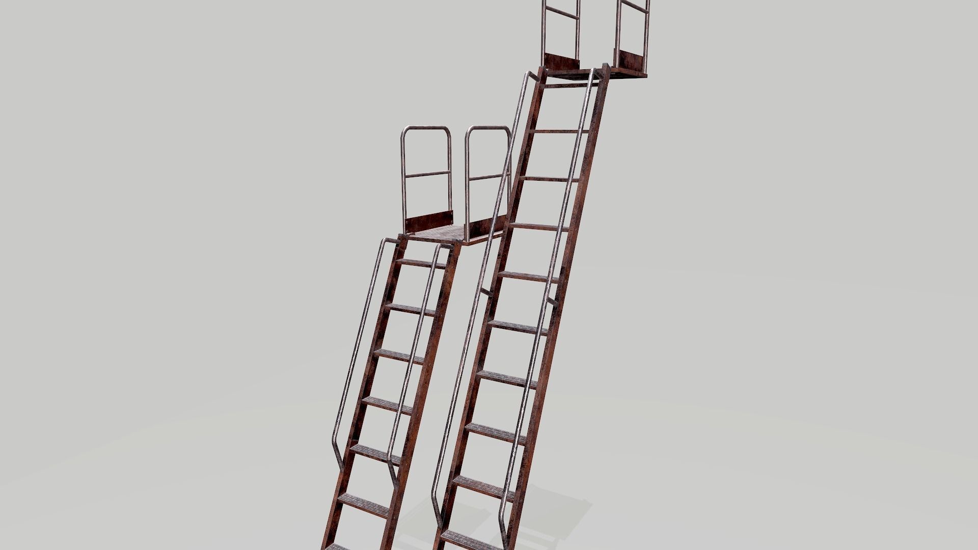 Metal Rusted Modular Ladder System Low-poly 3D model_14
