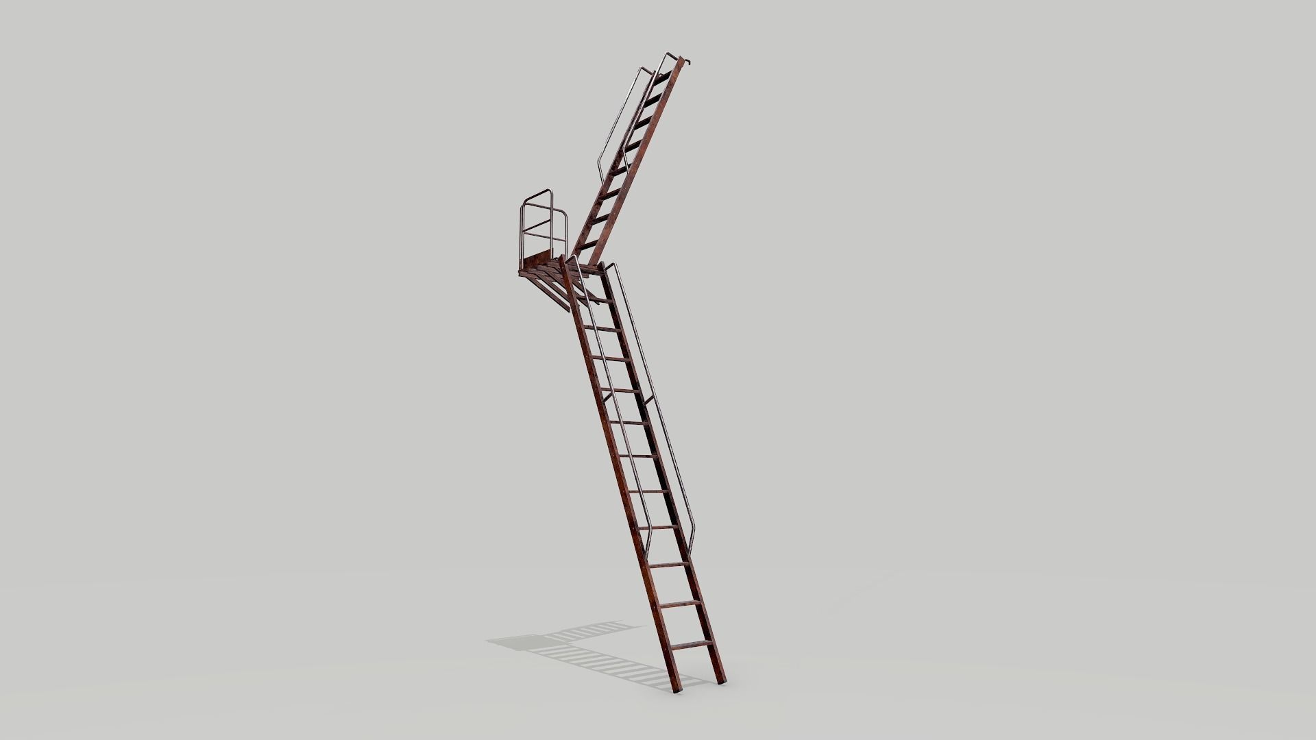 Metal Rusted Modular Ladder System Low-poly 3D model_10