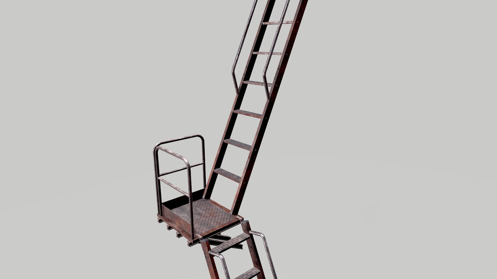 Metal Rusted Modular Ladder System Low-poly 3D model_11