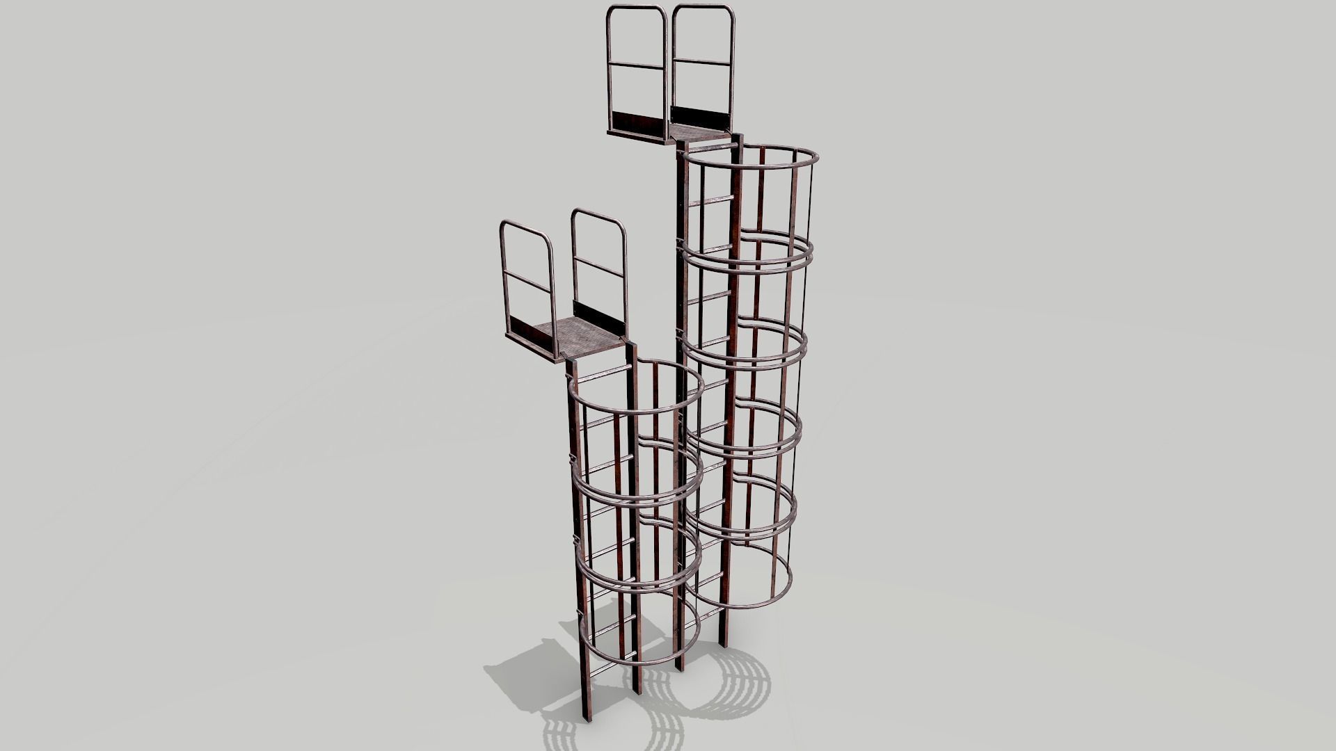 Metal Rusted Modular Ladder System Low-poly 3D model_17