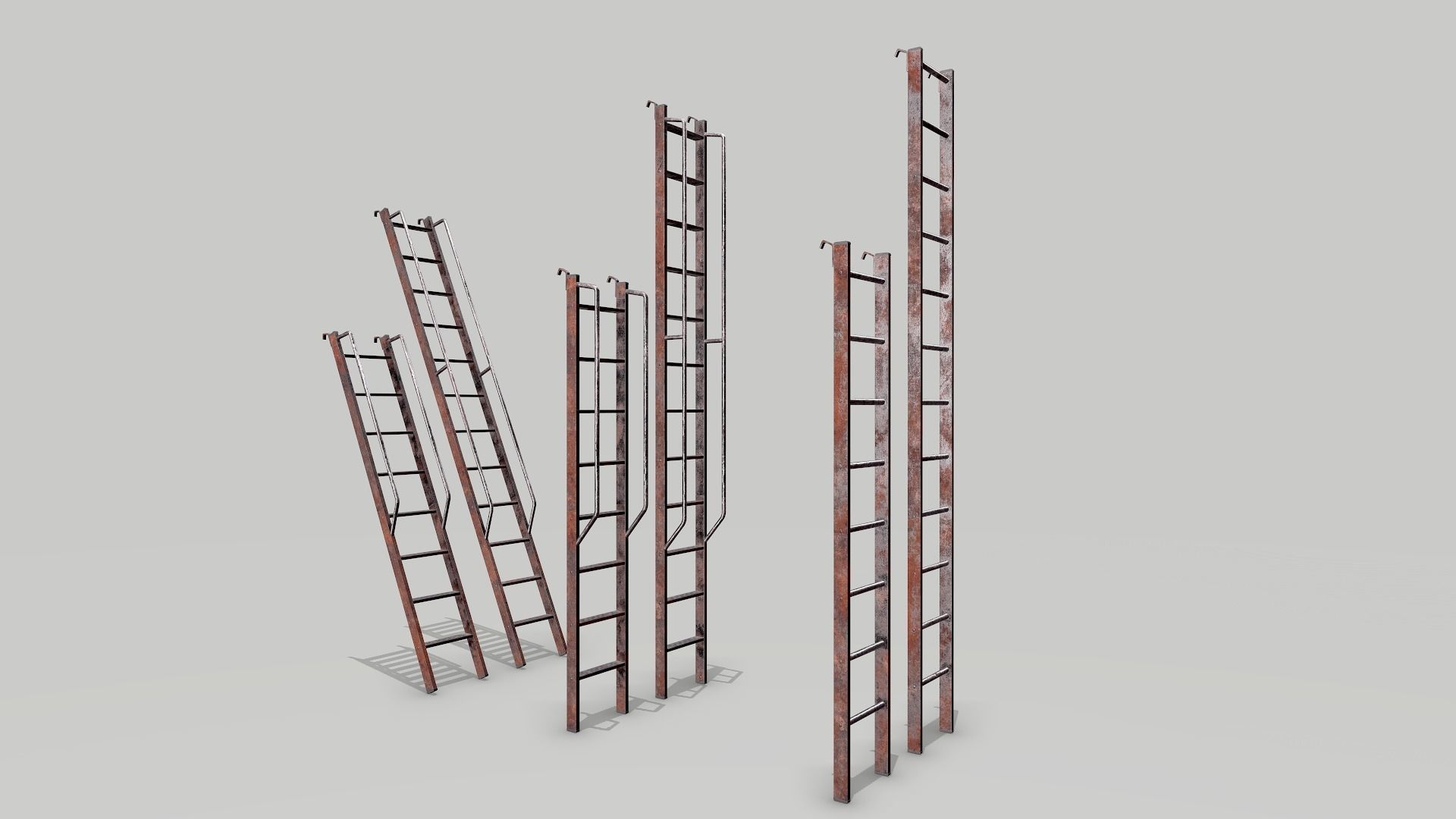 Metal Rusted Modular Ladder System Low-poly 3D model_9