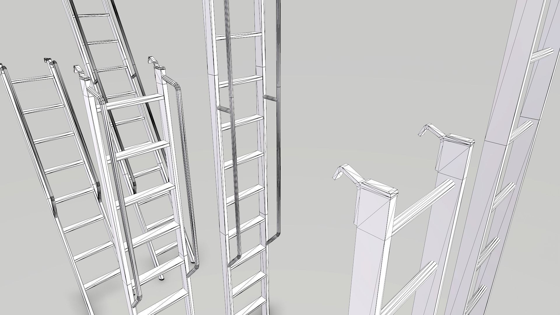 Metal Rusted Modular Ladder System Low-poly 3D model_20