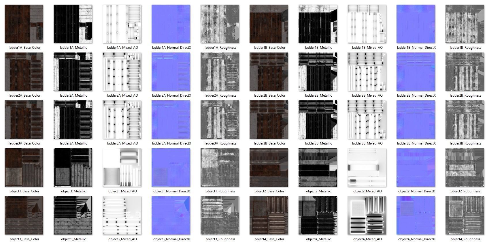 Metal Rusted Modular Ladder System Low-poly 3D model_21