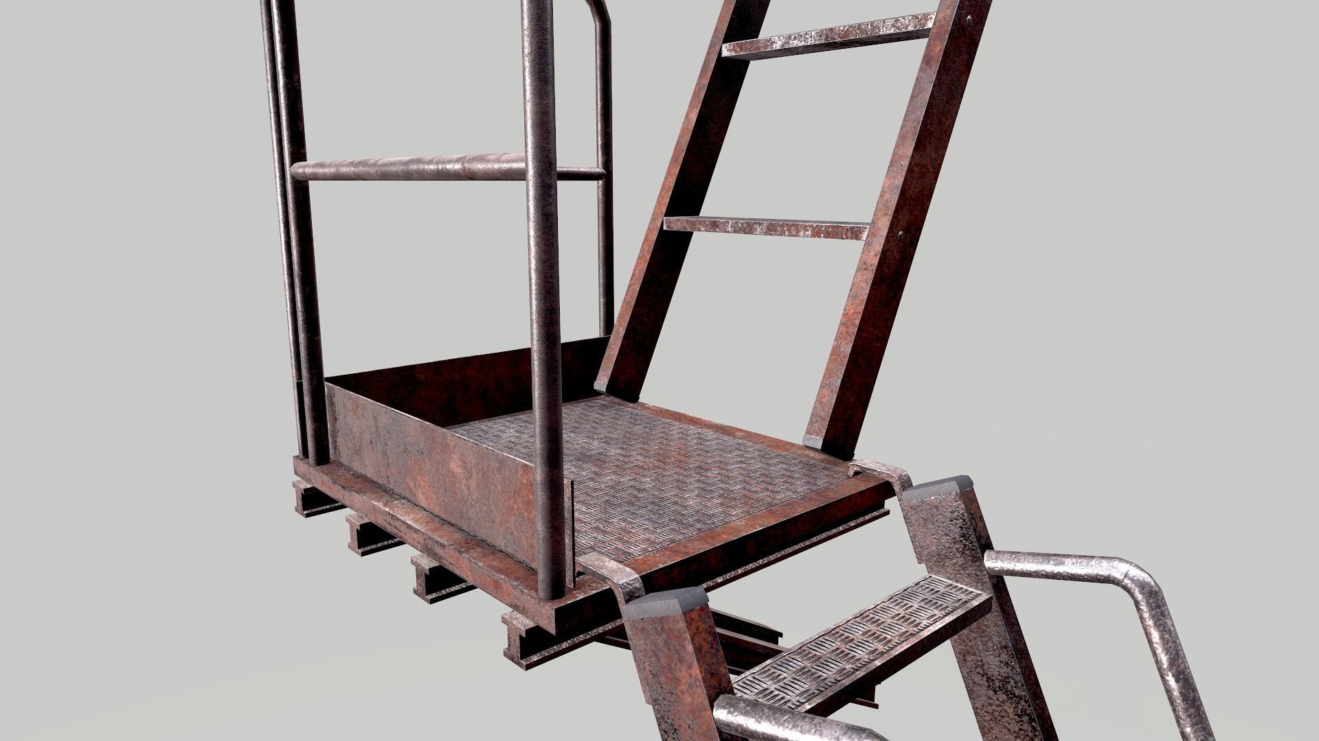 Metal Rusted Modular Ladder System Low-poly 3D model_12