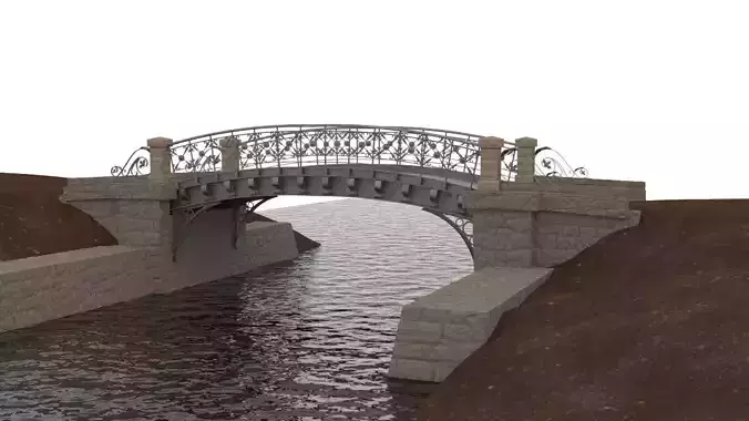 Bridge over river 3D model
