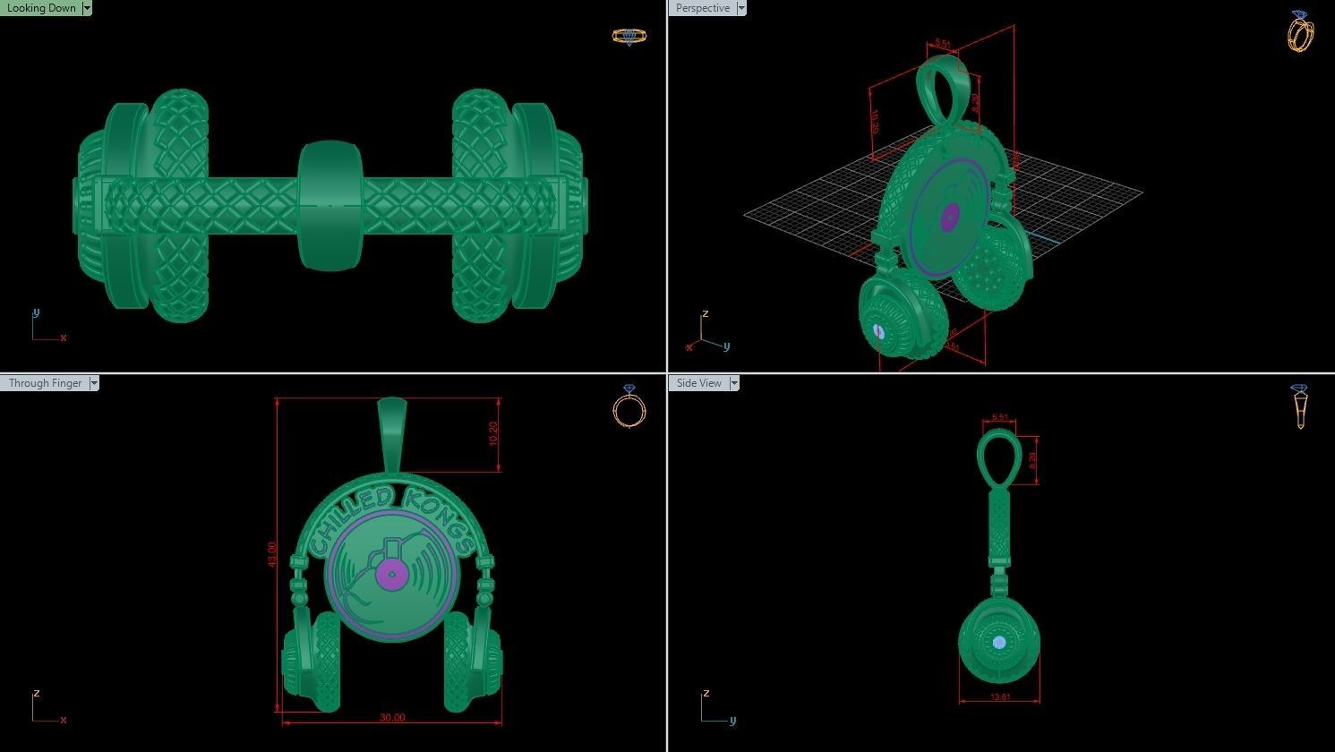  chilled kong headphone pendant 3D print model_10