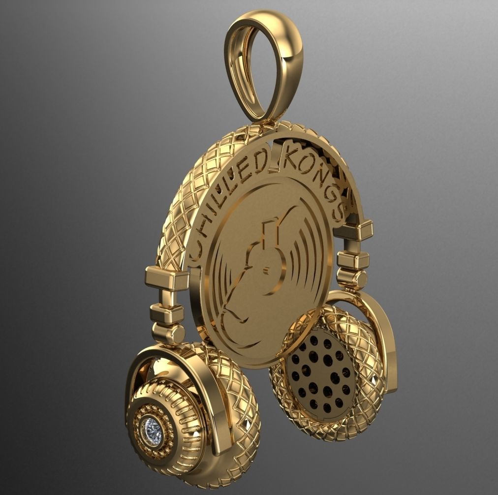 chilled kong headphone pendant 3D print model_13