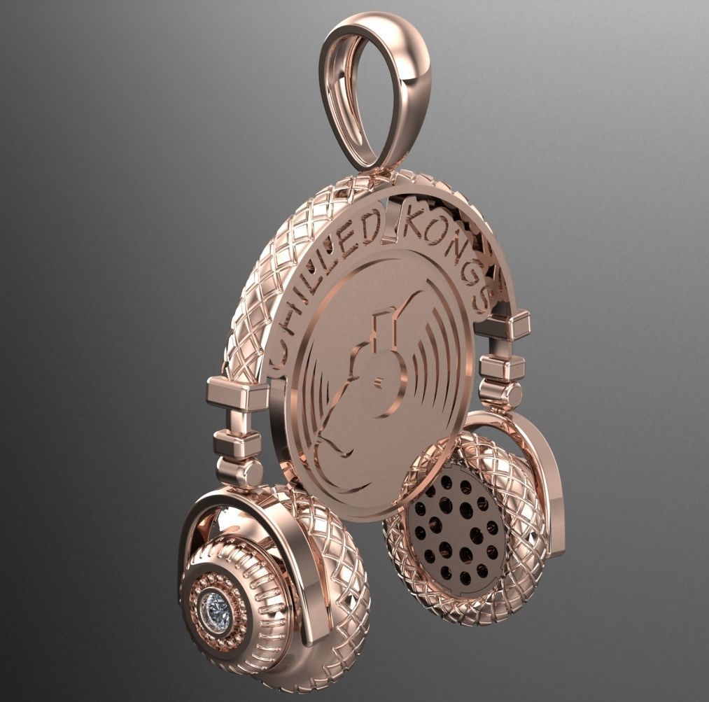  chilled kong headphone pendant 3D print model_7