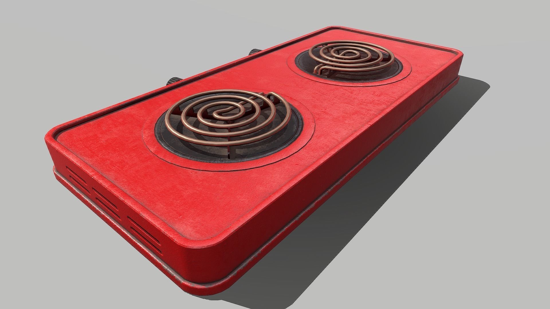 Red Cooktop Low-poly 3D model_8