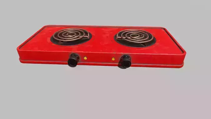 Red Cooktop Low-poly 3D model