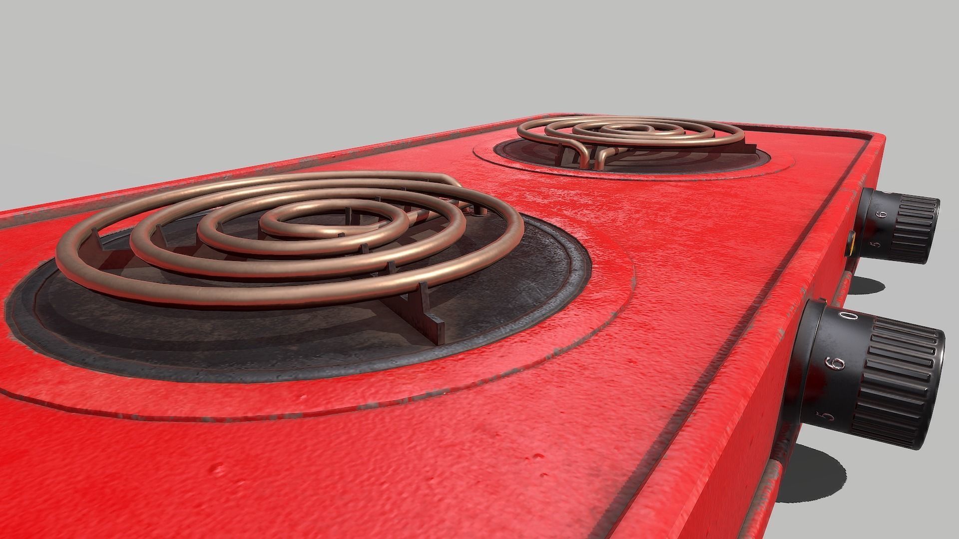 Red Cooktop Low-poly 3D model_5
