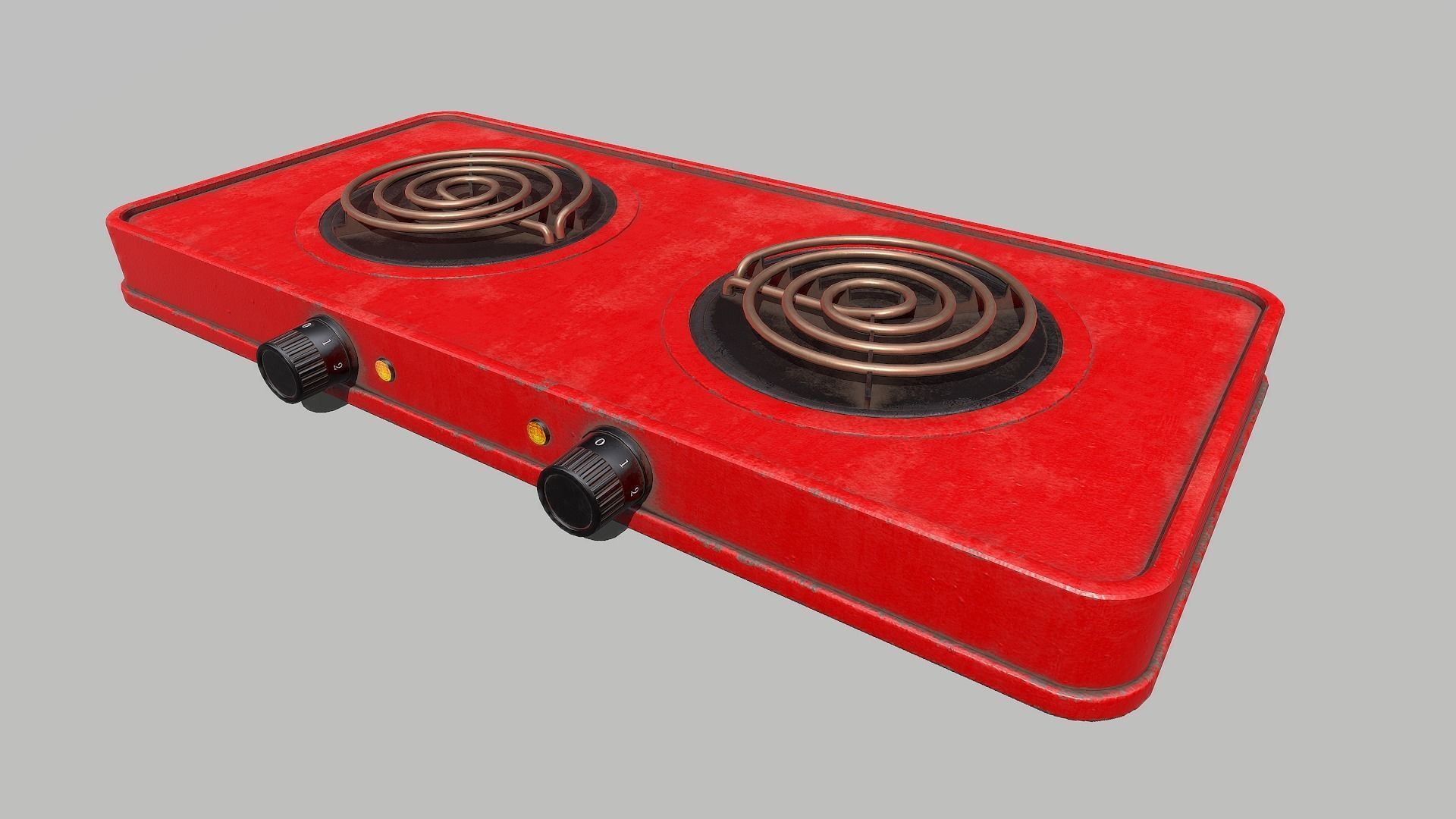 Red Cooktop Low-poly 3D model_6