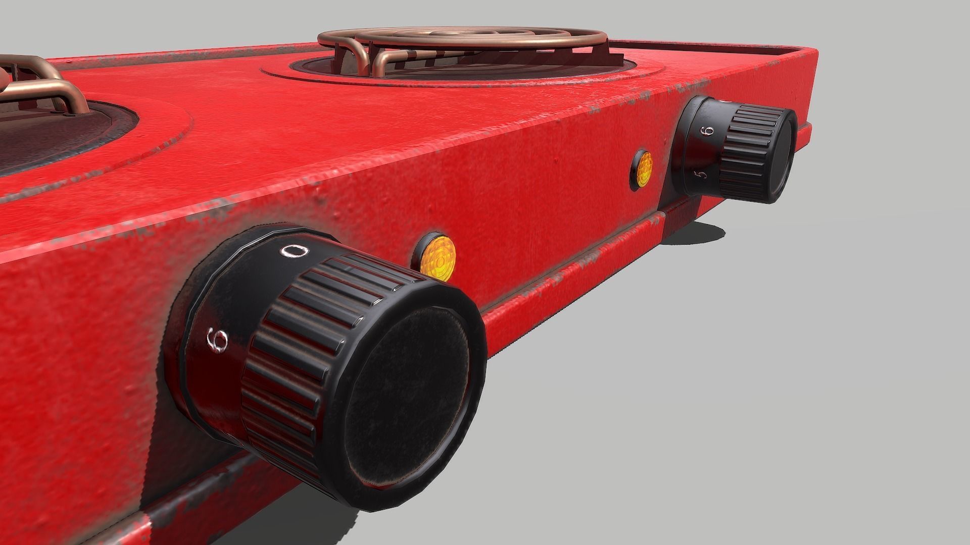 Red Cooktop Low-poly 3D model_2