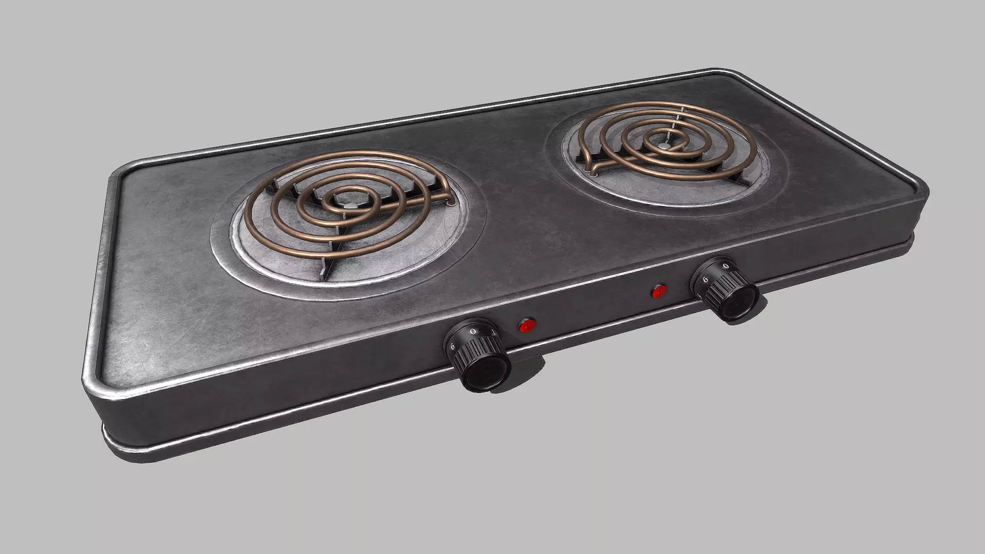 Cooktop electric stove with two burners Low-poly 3D model_0