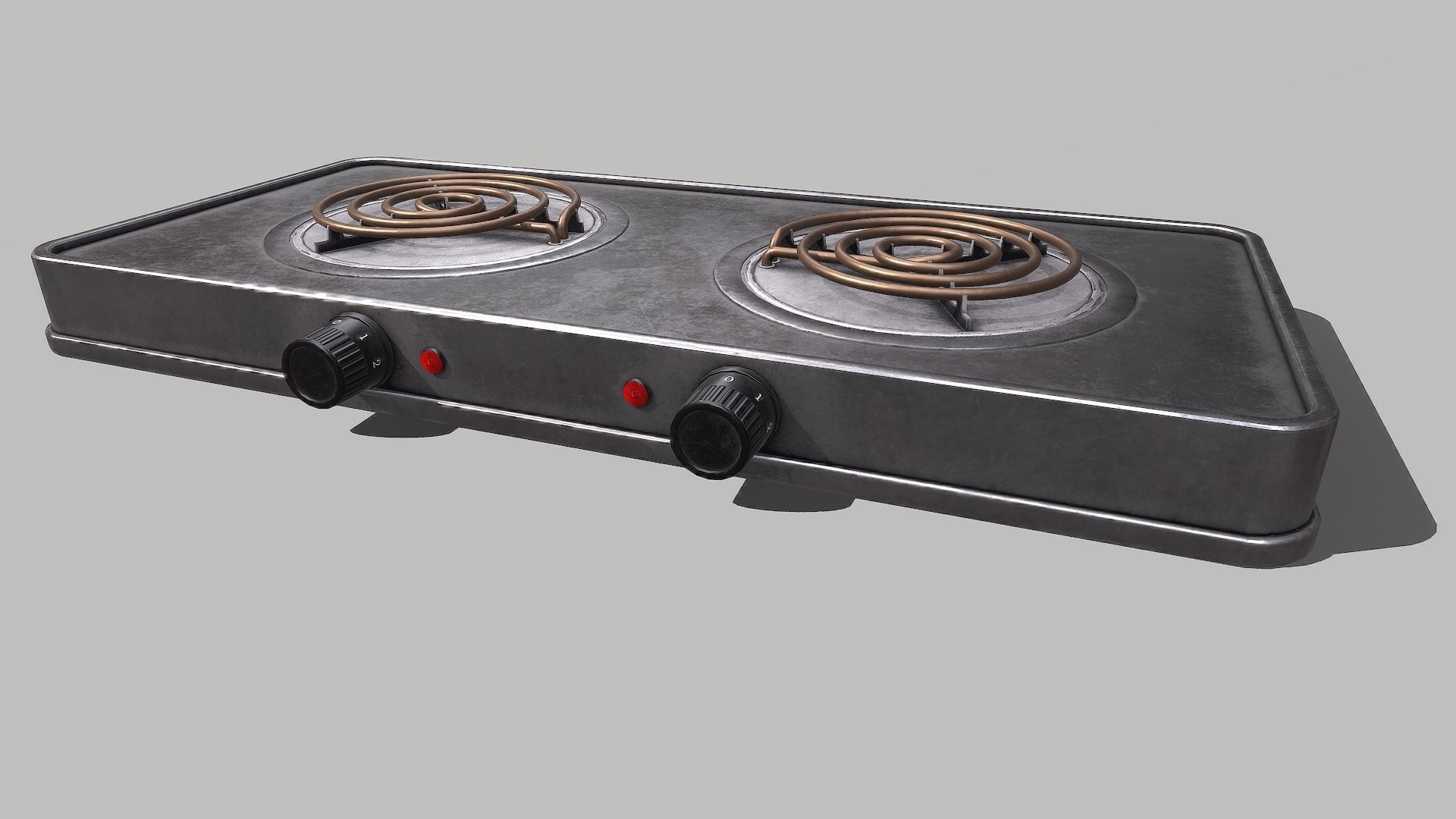 Cooktop electric stove with two burners Low-poly 3D model_4