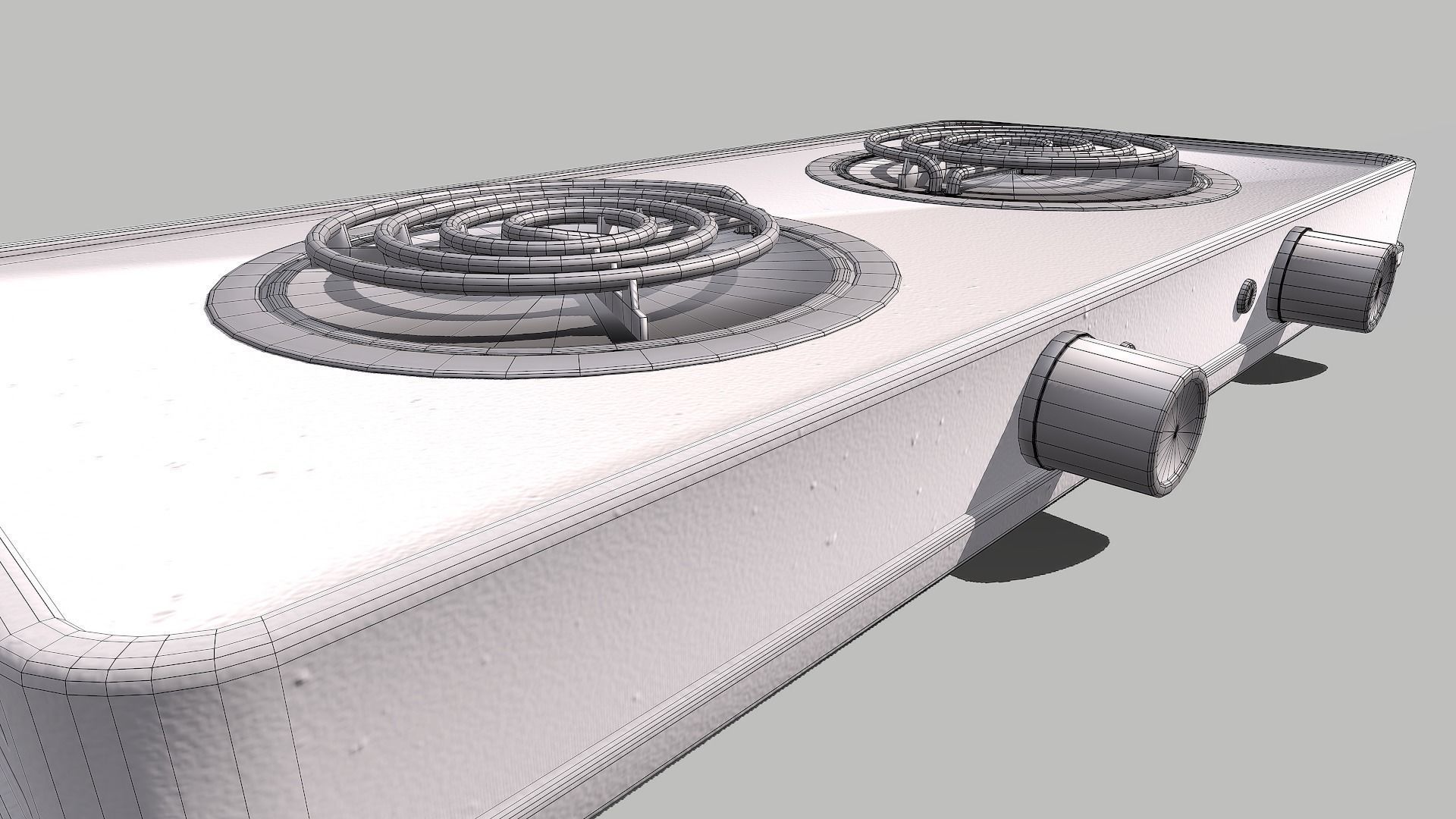 Cooktop electric stove with two burners Low-poly 3D model_8