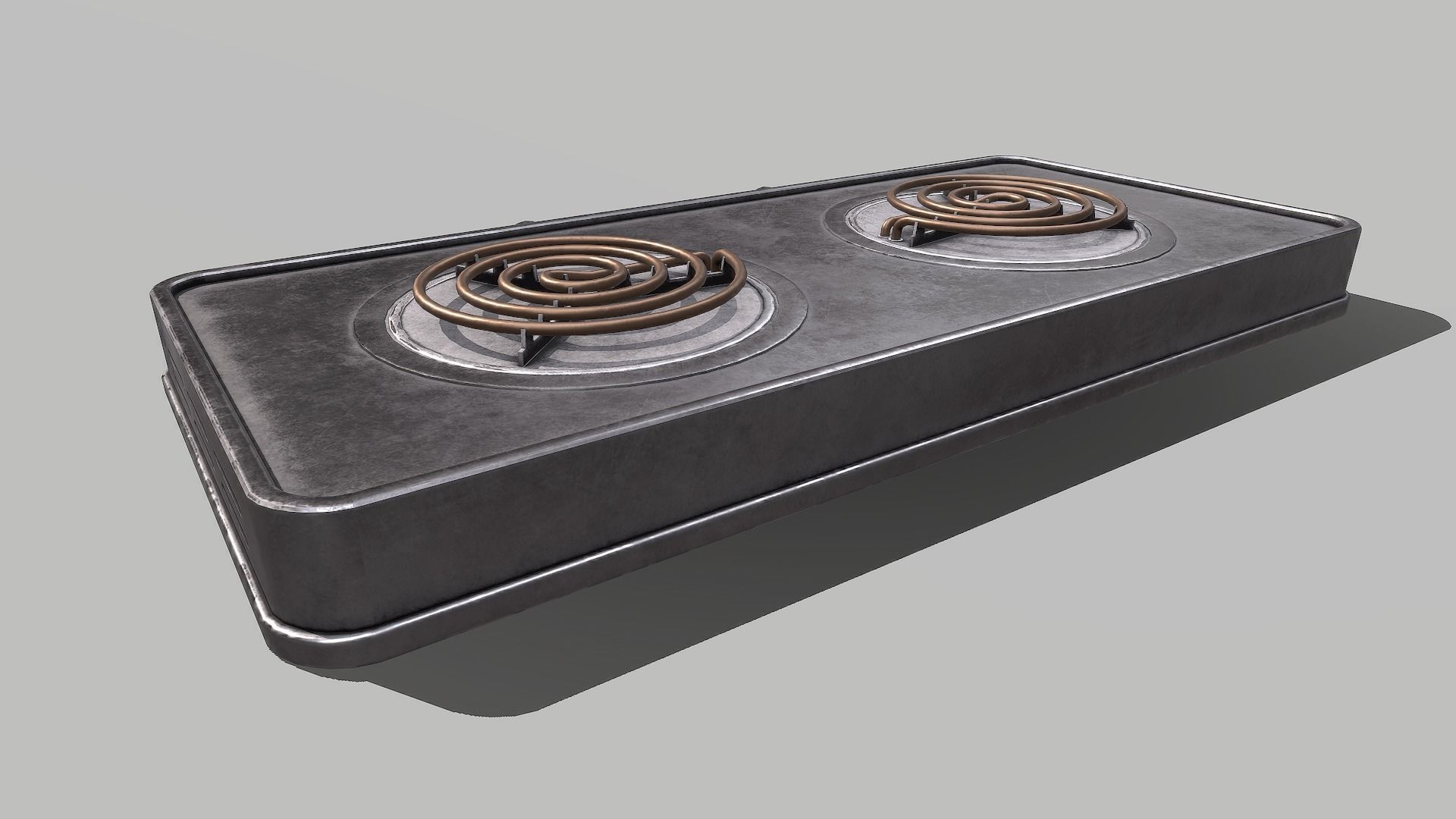 Cooktop electric stove with two burners Low-poly 3D model_7