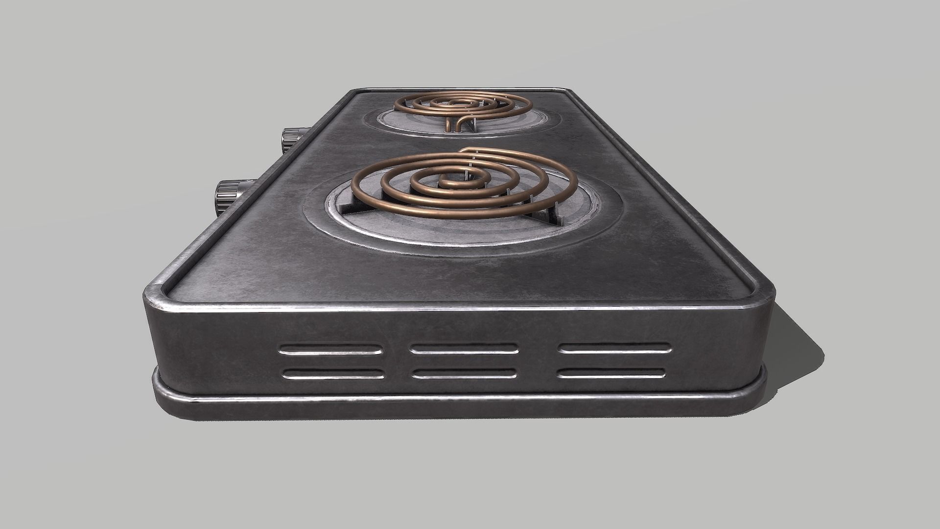 Cooktop electric stove with two burners Low-poly 3D model_6