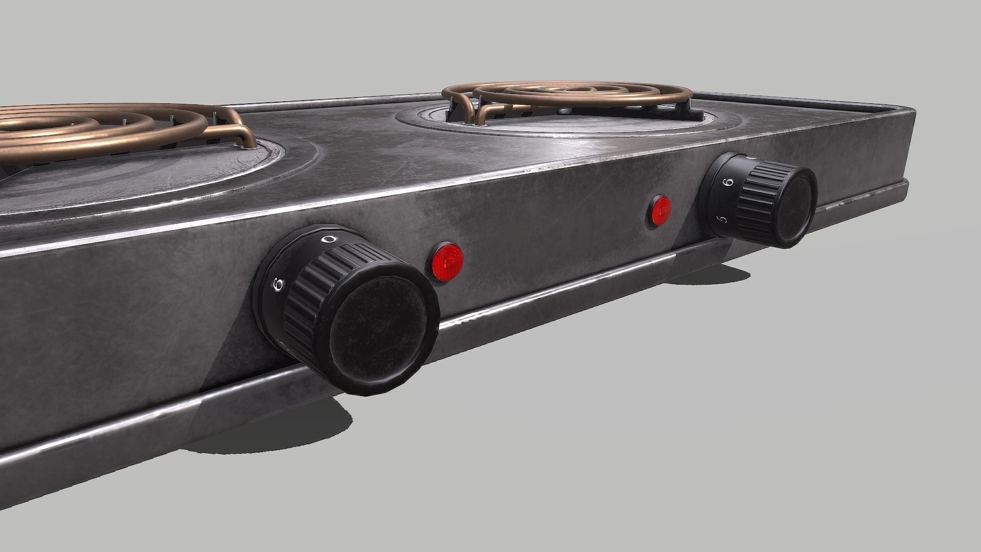 Cooktop electric stove with two burners Low-poly 3D model_3