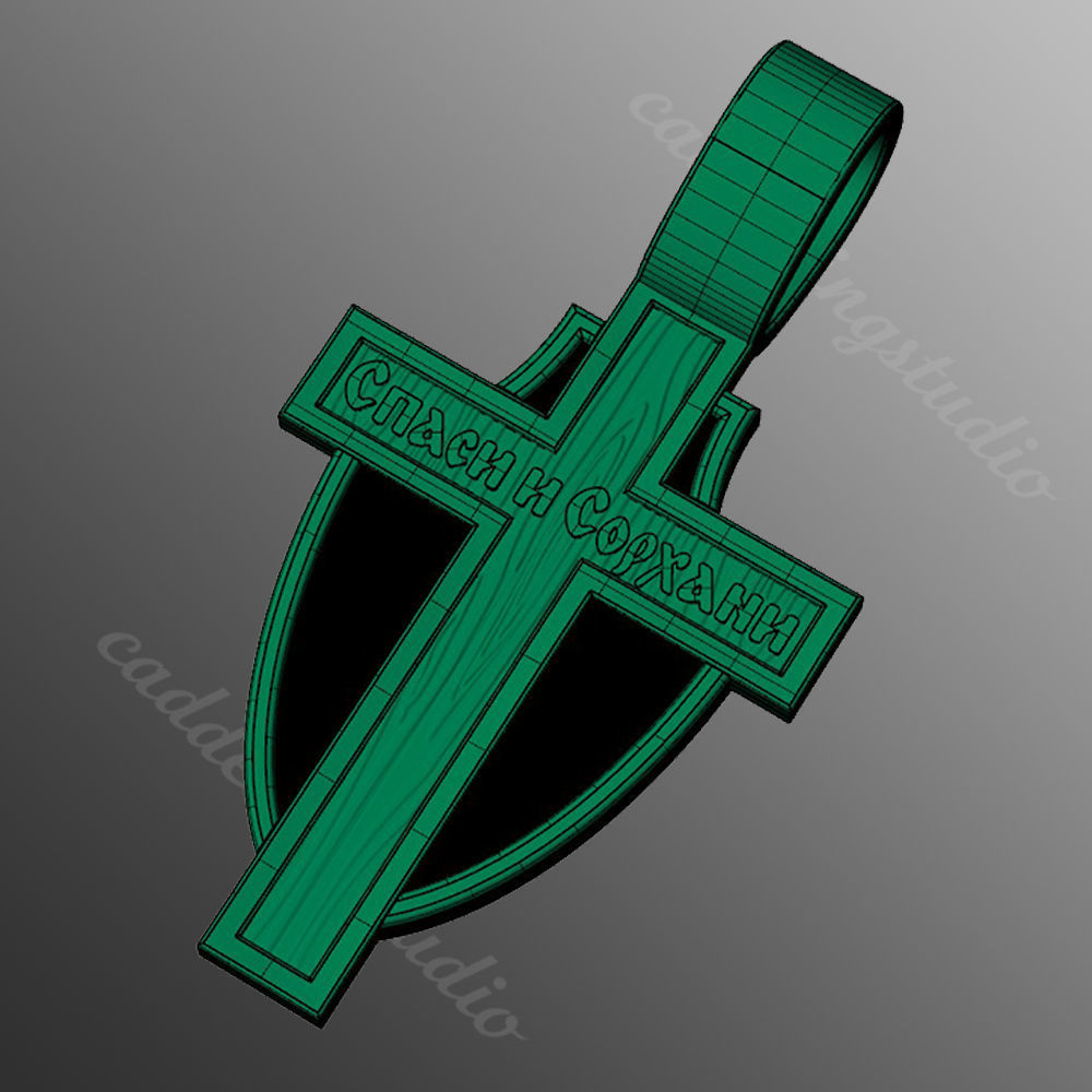 Pendant cross od56 3D print model_5