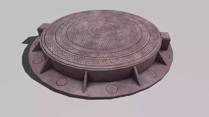 Manhole metal cover with hole in it