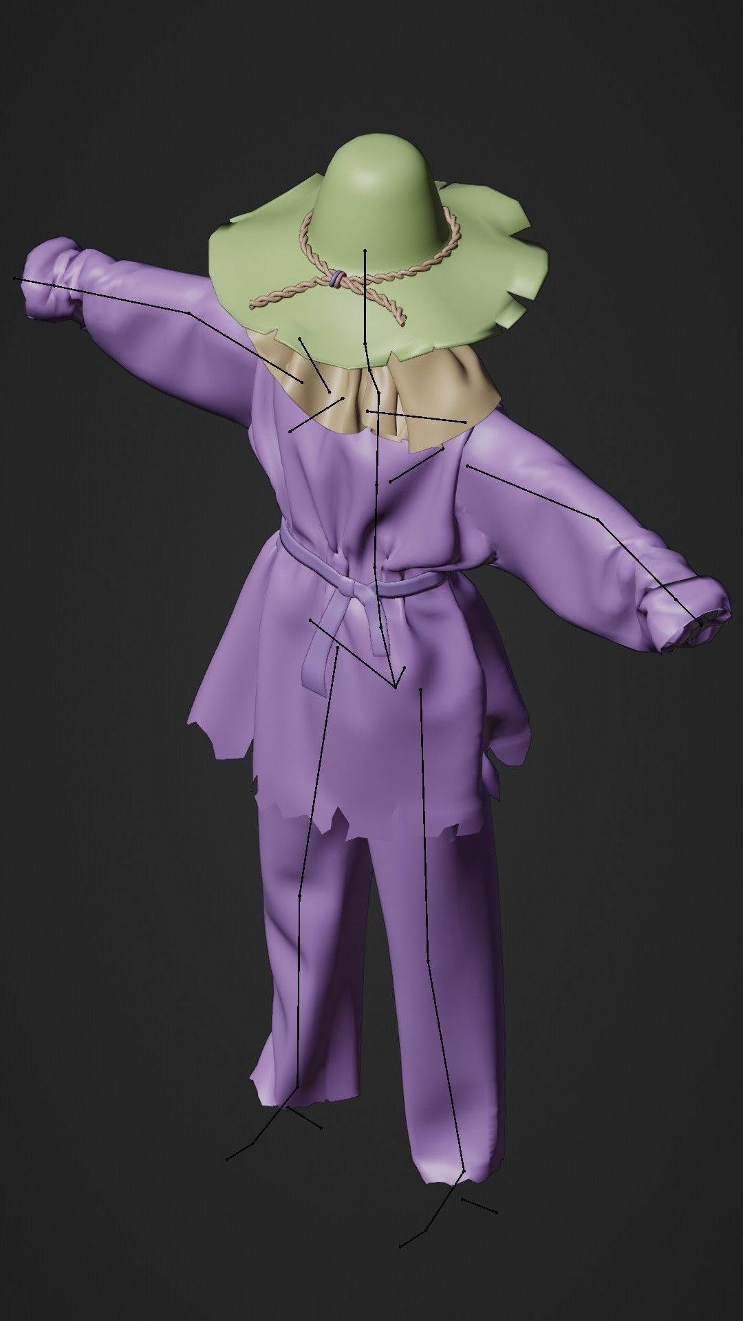 Scarecrow Halloween Character Rig 3D model_2