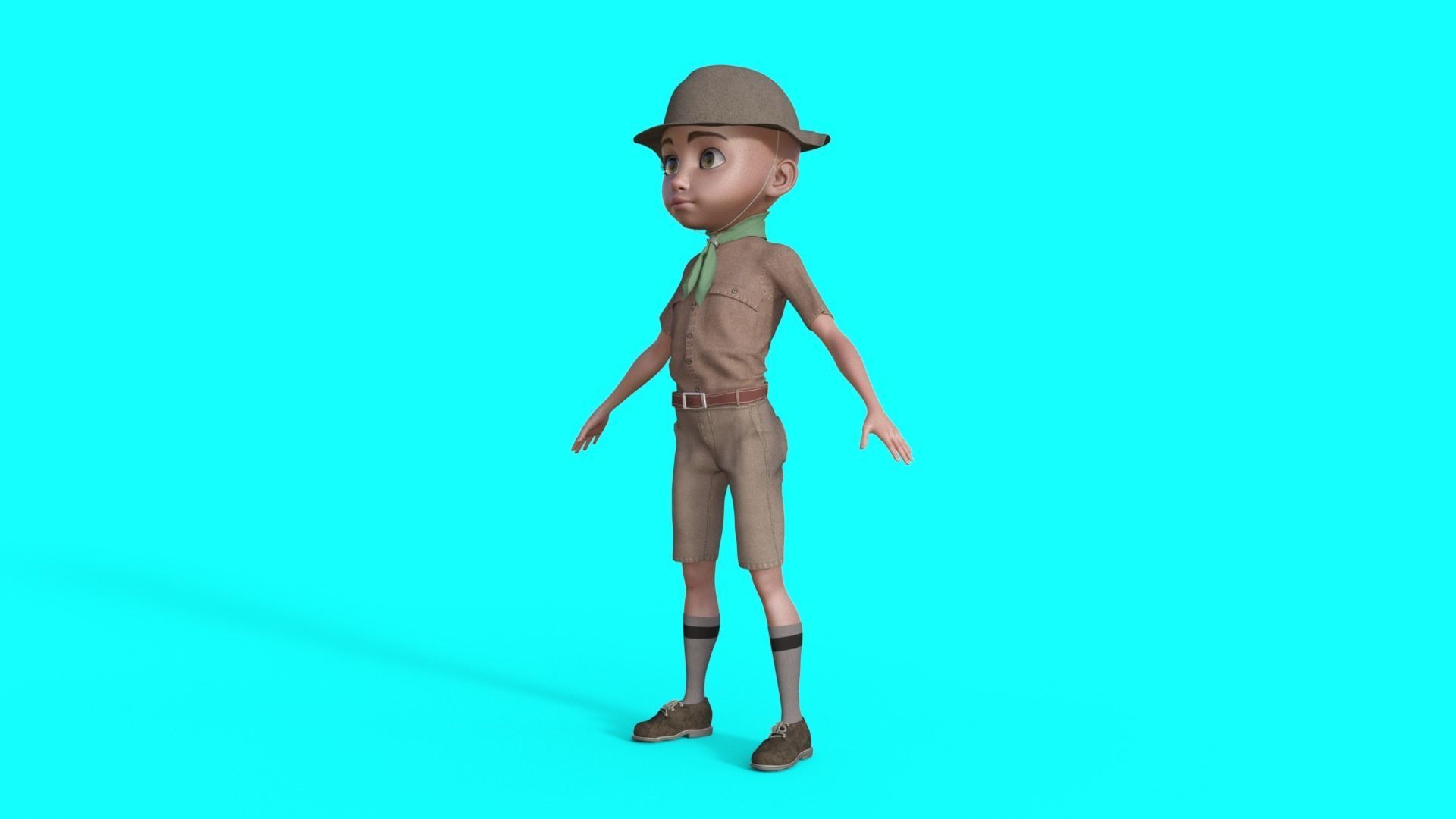 Cartoon Scout Man 3D model_9