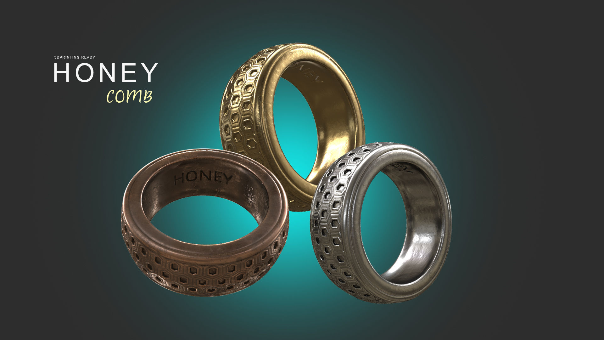 HONEY Comb Ring 3D print model_1