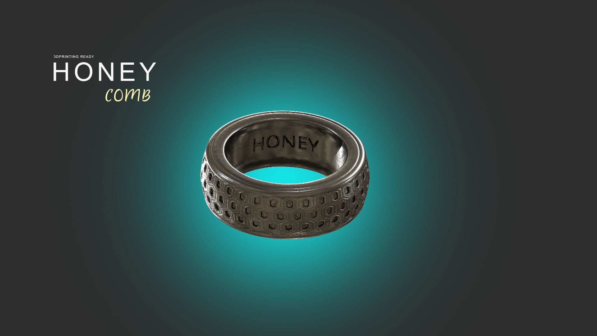 HONEY Comb Ring 3D print model_4
