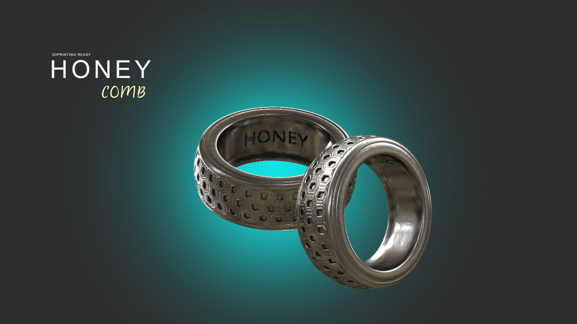 HONEY Comb Ring 3D print model_5