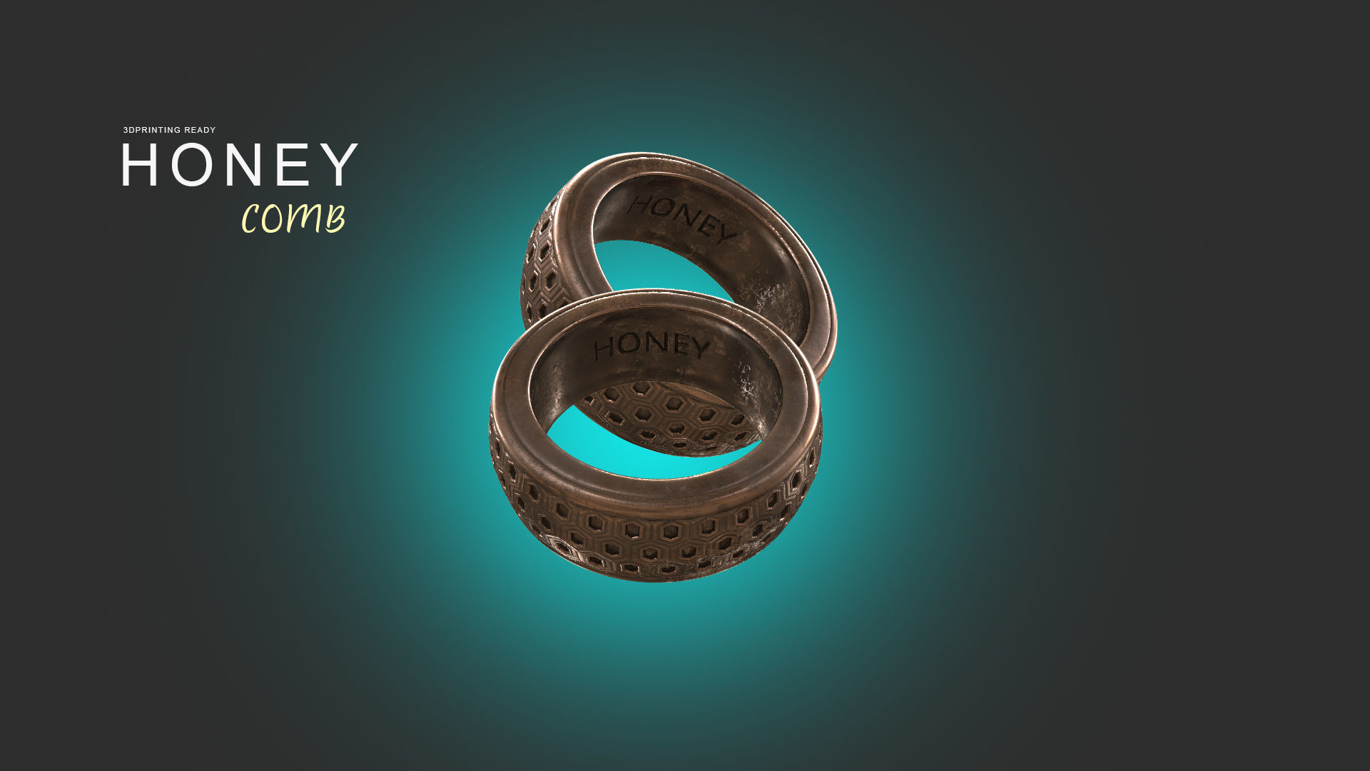 HONEY Comb Ring 3D print model_7